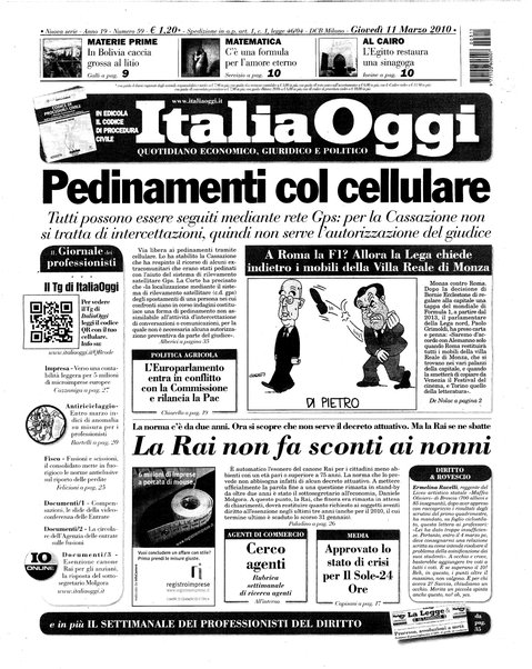 Italia oggi : quotidiano di economia finanza e politica